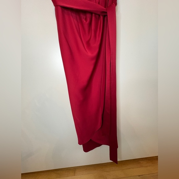 Ted Baker Red Asymmetrical Ruched Cocktail Dress - Picture 5 of 9